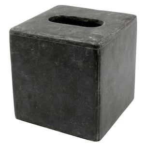 Natural Charcoal Marble Square Tissue Box Holder Tissue Cover for Bathroom, Livingroom Countertop Organize