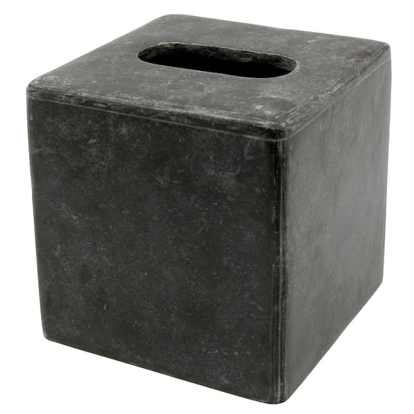 Creative Home Natural Charcoal Marble Square Tissue Box Holder Tissue Cover for Bathroom, Livingroom Countertop Organize