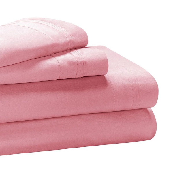 650 Thread Count 4-Piece Blush Solid Egyptian Cotton Deep Pocket California King Sheet Set