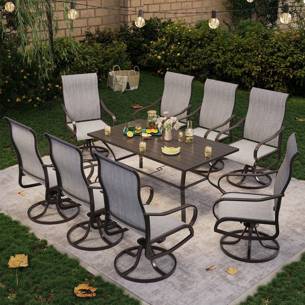 Dark Gray Swivel Textilene Outdoor Dining Chair Set Of 8 price history on PriceWatchPro