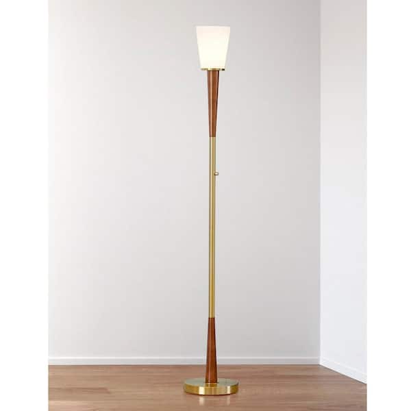 HomeGlam Century 72 in. Antique Brass Finish Wood Torchiere Floor Lamp  Dimmer Switch with LED Bulb Included HG9131TR-AB - The Home Depot