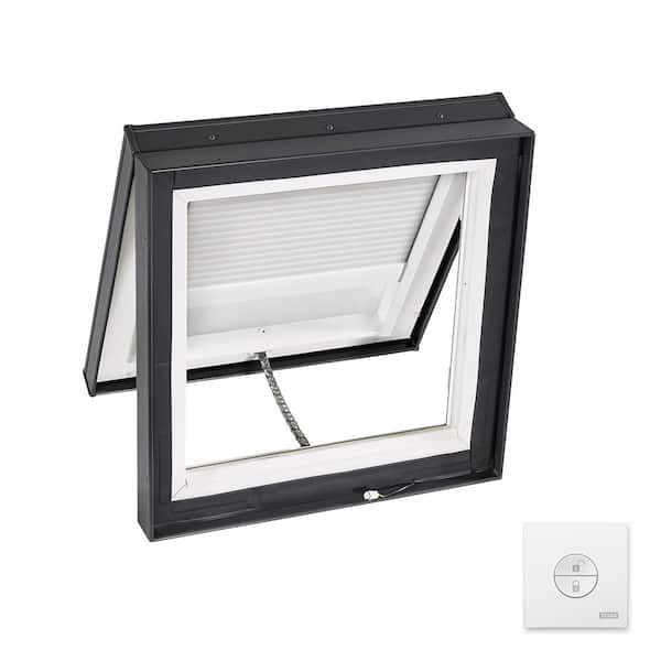 VELUX 34-1/2 in. x 34-1/2 in. Solar Powered Venting Curb Mount Skylight w/ Laminated LowE3 Glass & White Light Filtering Blind