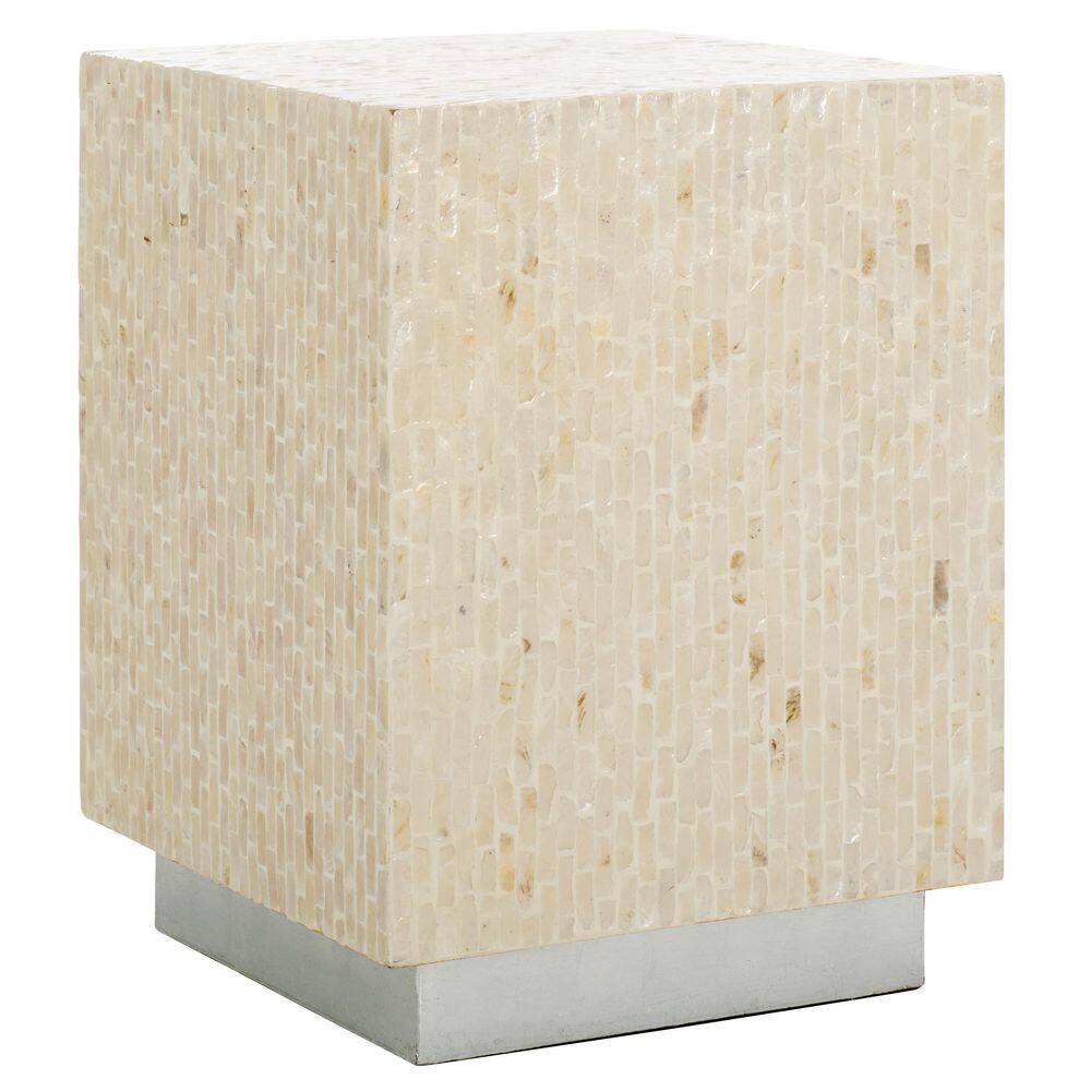 Scarlett 14.2 in. Natural/Silver Square Wood End Table - thumbnail 7
