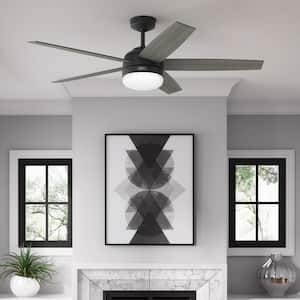 Orchestra 60 in. Indoor Matte Black Ceiling Fan with Remote and Light Kit
