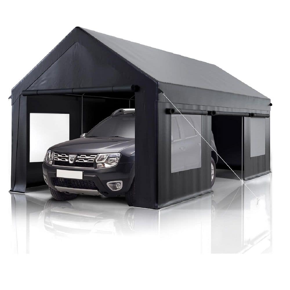 12 ft. W x 20 ft. D Heavy-Duty Carport Canopy with Reinforced Base, Side Do