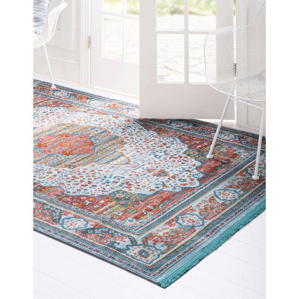 Reversible Easy-Care Synthetic Rug in Light Blue, 2' 2" x 3' 1"