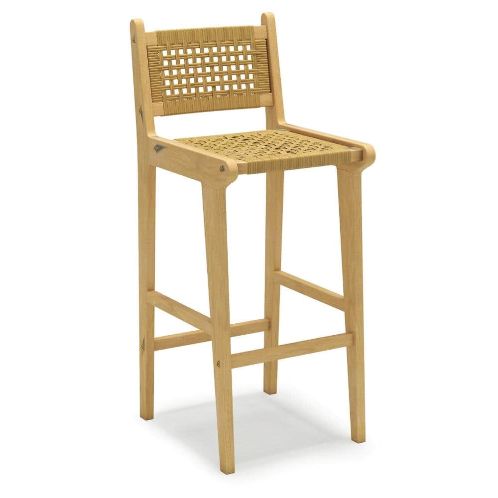 29.5 in. Seat Height Teak Wood and PE Rattan Outdoor Bar Stool with 350 lb. Capacity, Natural price history on PriceWatchPro