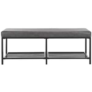 Yomi Grey/Black Entryway Bench With Cushion 48 in.