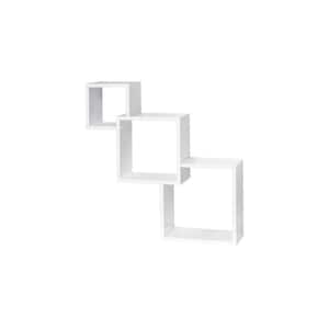 CASCADE 12.6 in. x 12.6 in. x 5.9 in. White High Gloss MDF Decorative Wall Shelf with Brackets