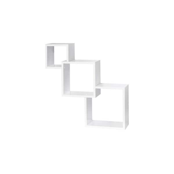 Dolle Long Cube Floating Wall Shelves - 3 Piece Set - White