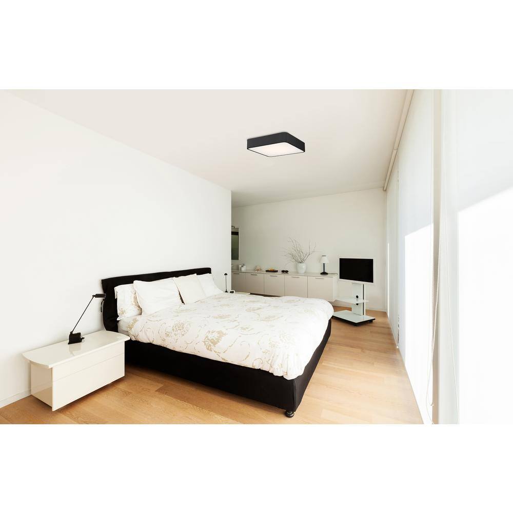 Contemporary White Glass Square LED Flush Mount, 19.75"