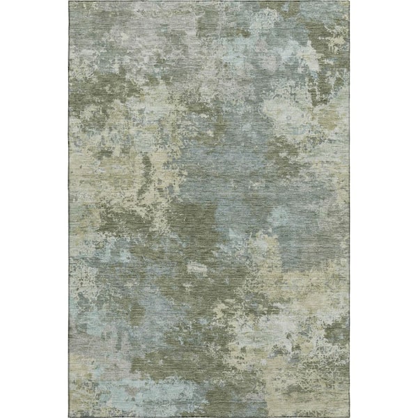 Mayfield Premium Machine Washable Abstract AMF2364 Fern 9 ft. x 12 ft. Area Rug