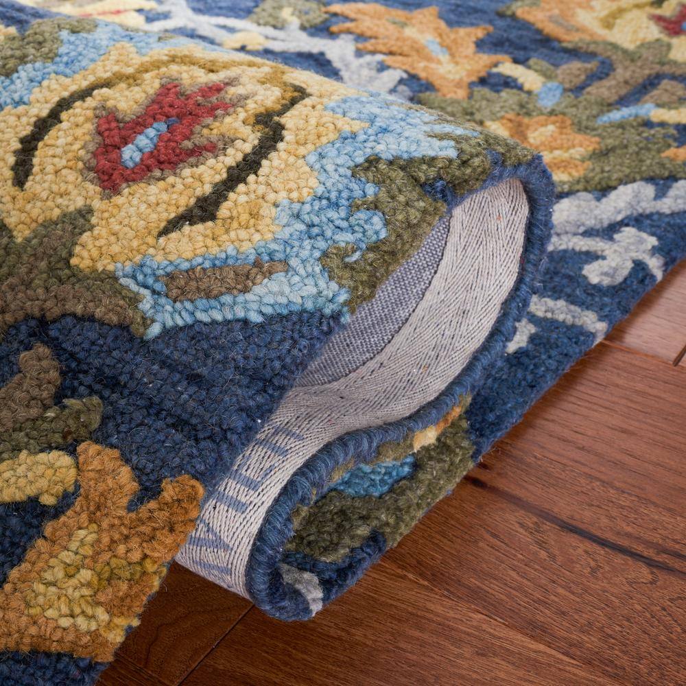 Blossom Navy and Multi 12' Square Handmade Wool Area Rug