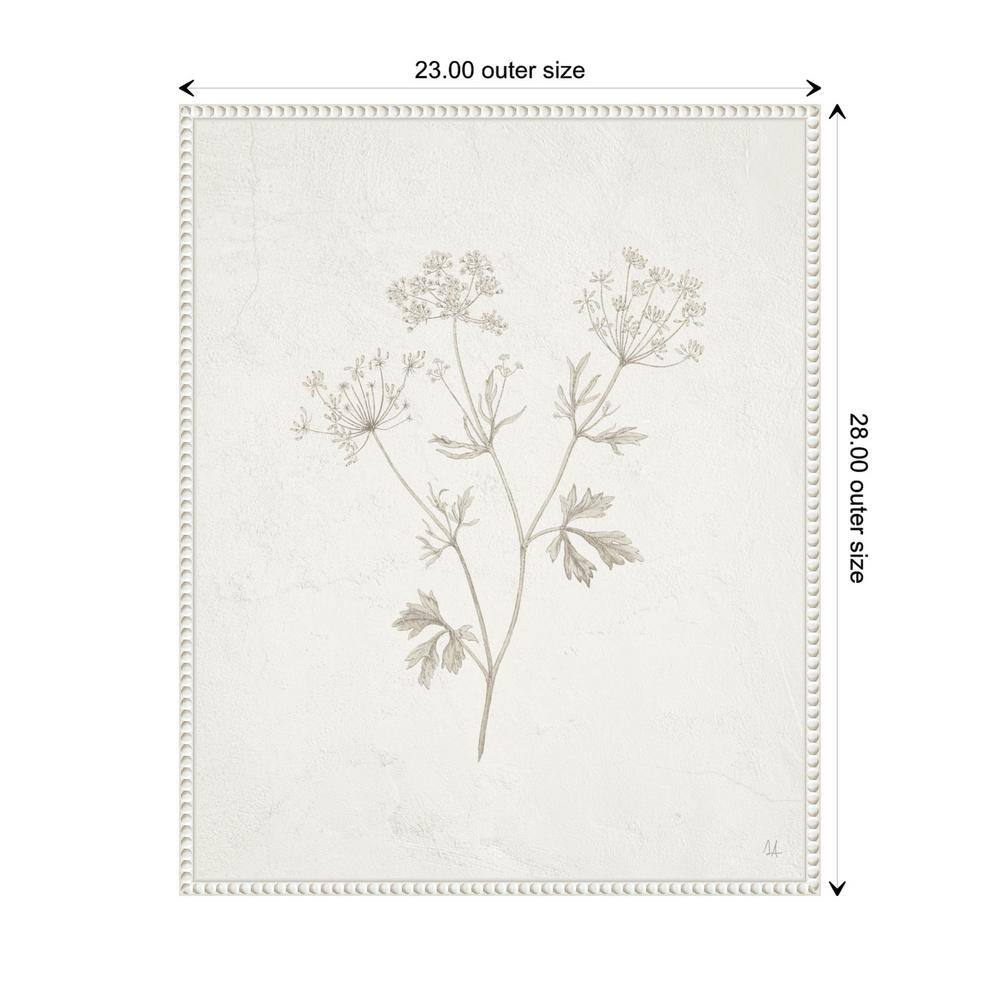 Beaded White Framed Botanical Canvas Wall Art, 23"x28"