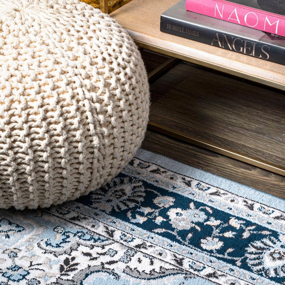 Blue Medallion Synthetic Reversible Area Rug 2x10 Feet