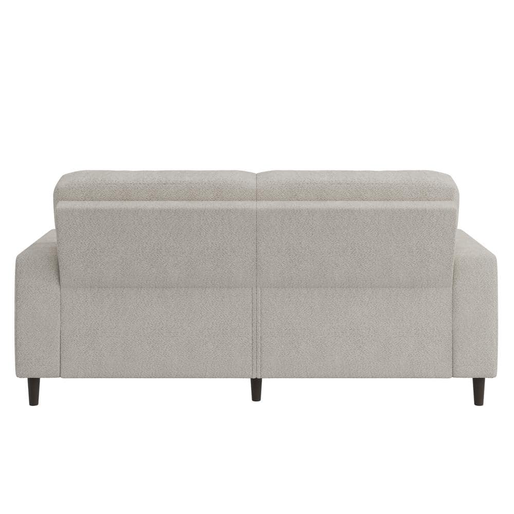 Oatmeal Beige Boucle Fabric Lawson Sofa with Solid Wood Legs