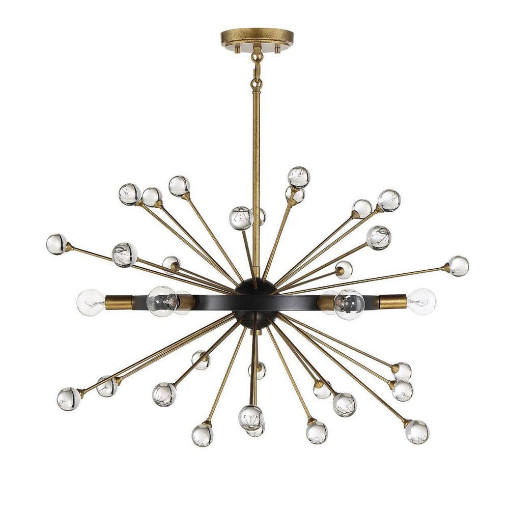 Como Black and Gold Crystal Sputnik Chandelier