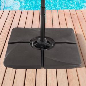 Heavy-Duty Patio Umbrella Base Cantilever Umbrella From 8 ft. x 10 ft., Filled with Sand and Water in Black