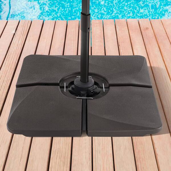 Sonkuki Heavy-Duty Patio Umbrella Base Cantilever Umbrella From 8 ft. x 10 ft., Filled with Sand and Water in Black
