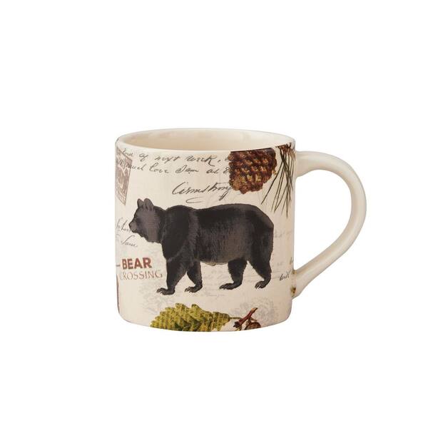 Park Designs Wildlife Trail 20 oz. Tan Ceramic Bear Coffee Mug (Set of 4)