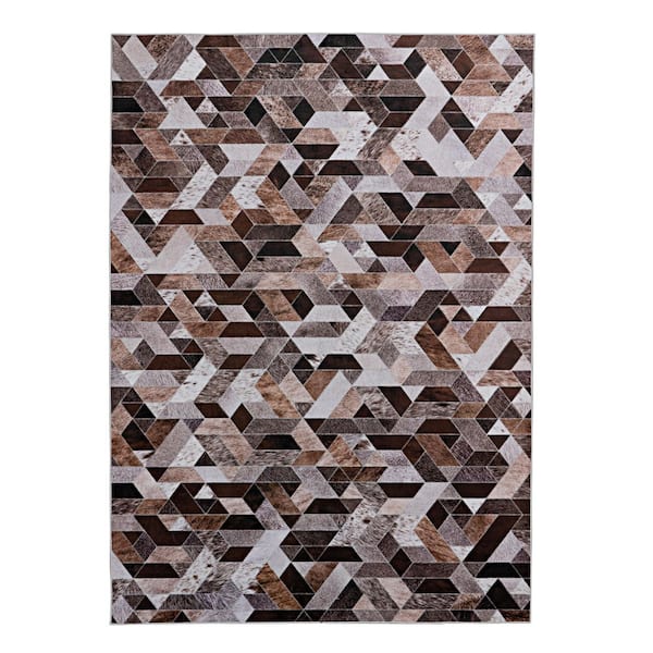 Austin 3 ft. x 5 ft. Brown Modern Woven Animal Print Polyester Rectangle Indoor Area Rug