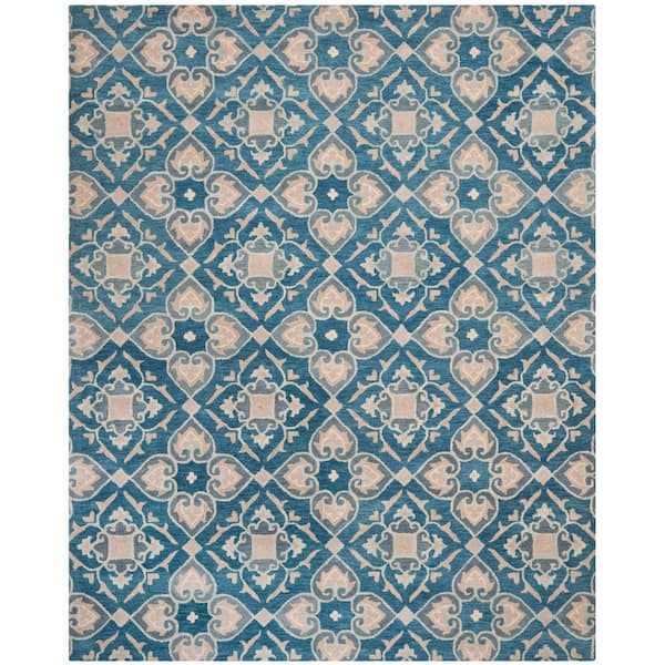 Wyndham 8 ft. x 10 ft. Blue/Gray Diamond Floral Area Rug