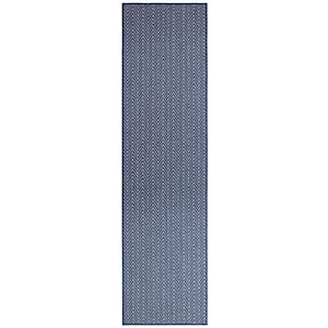 Horizon Navy 2 ft. x 6 ft. Indoor/Outdoor Geometric Contemporary Runner Area Rug