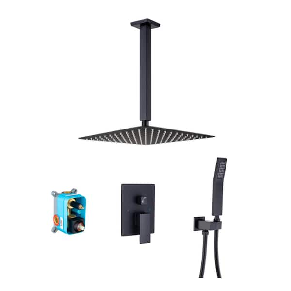 Lukvuzo Single Handle 2-Spray Shower Faucet 2.5 GPM with Pressure Balance in. Black