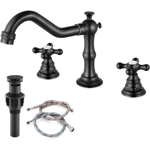 Dyiom 3Hole 2Handle OilRubbed Bronze Bathroom Sink Faucet Widespread