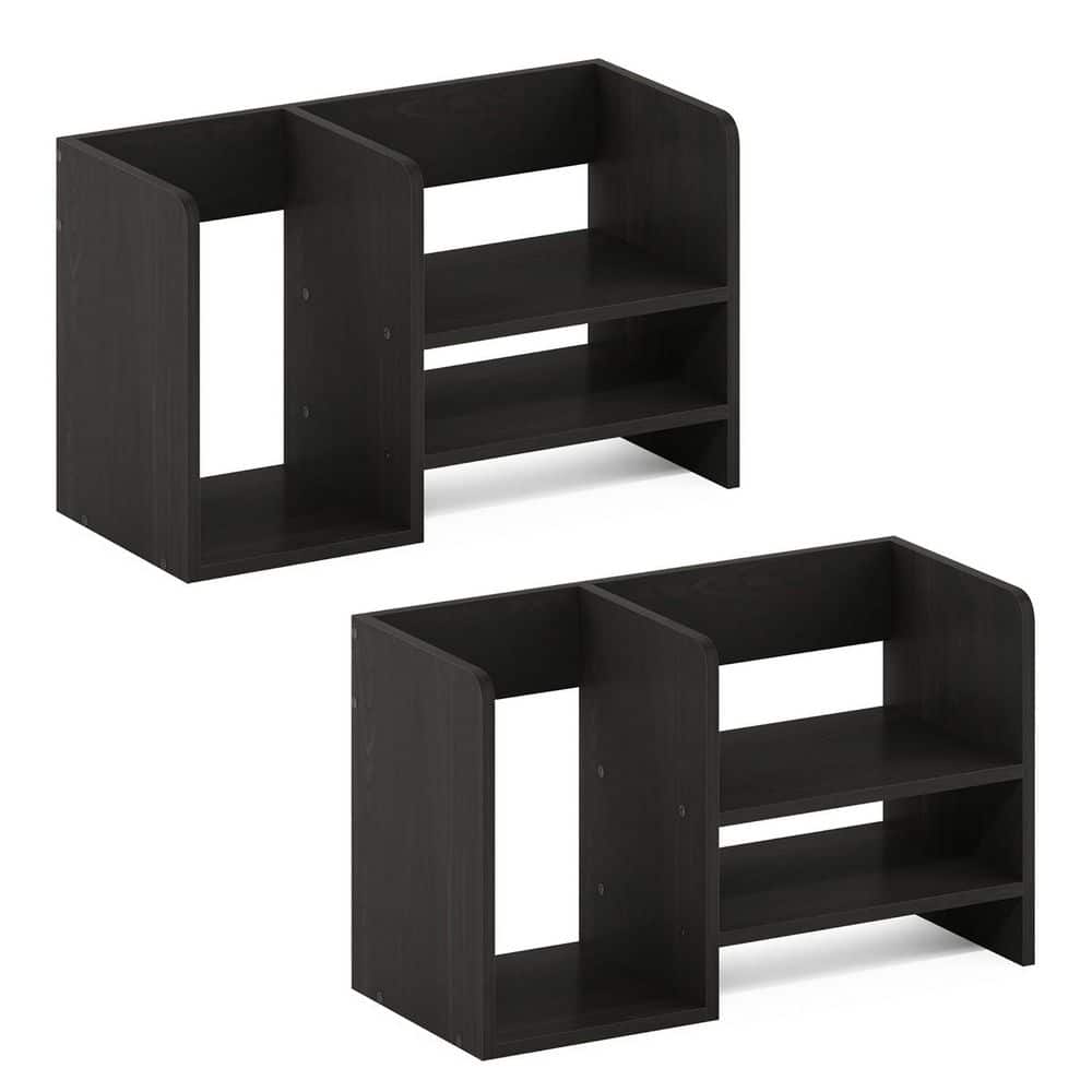 Black 15.8 in. x 9.3 in. Wood Modern Desk Organizer Shelf, Set of