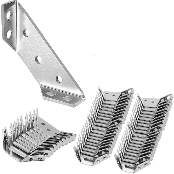 2. 7x1. 1 0.08-Gauge Stainless Steel Trapeziform Corner Connector Bracket 50-Pack for Furniture Reinforcement