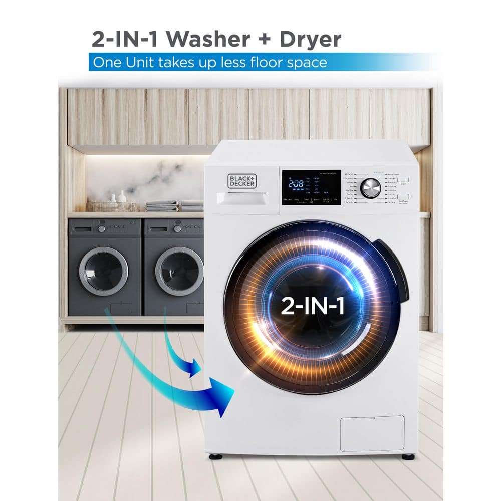 White and Black 2.7 Cu. Ft. Smart Electric Washer Dryer Combo