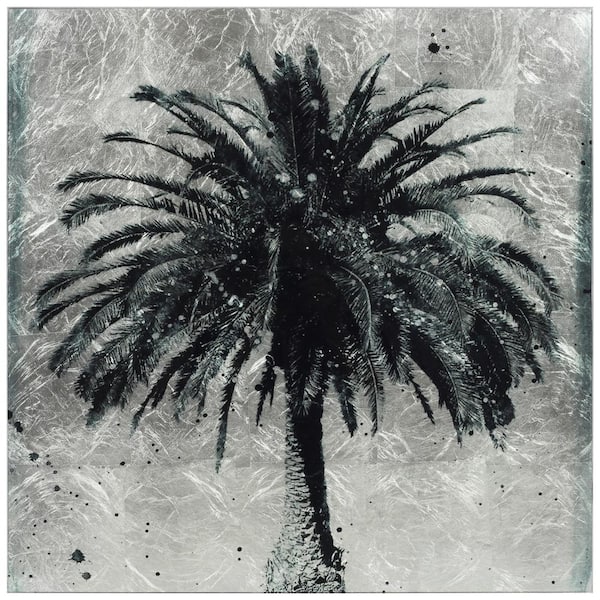 Empire Art Direct Unframed Nature Palm Tree Reverse Printed on Tempered Glass with Silver Leaf Wall Art 24 in. x 24 in.