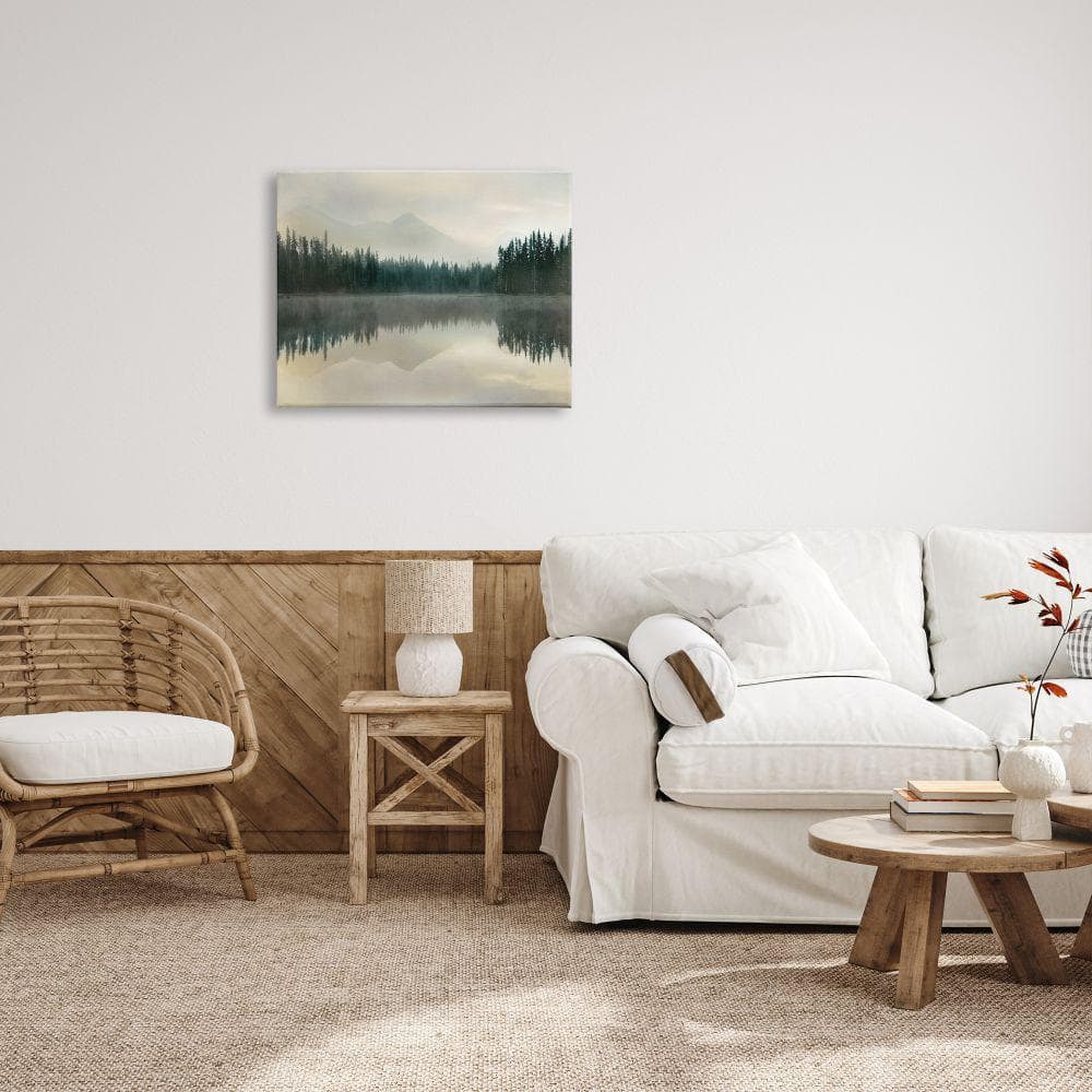 Foggy Lake Forest Landscape Canvas Wall Art, 25 x 32 in
