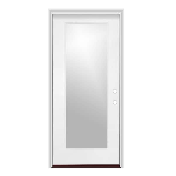 GENESIS ENTRIES 36 in. x 80 in. Left-Hand/Inswing Full Lite Direct Glazed Smooth Fiberglass Prehung Door w/PVC Frame