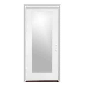 36 in. x 80 in. Left-Hand/Inswing Full Lite Direct Glazed Smooth Fiberglass Prehung Door w/PVC Frame