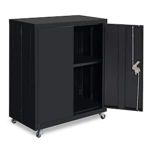 1 Shelf Black Metal Storage File Cabinet with Lock for Home and Office