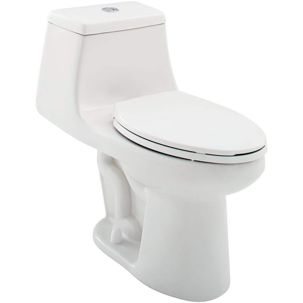 McClure 12 in. Rough In One-Piece 1.0 GPF/1.28 GPF Dual Flush Elongated Toilet in White Seat Included
