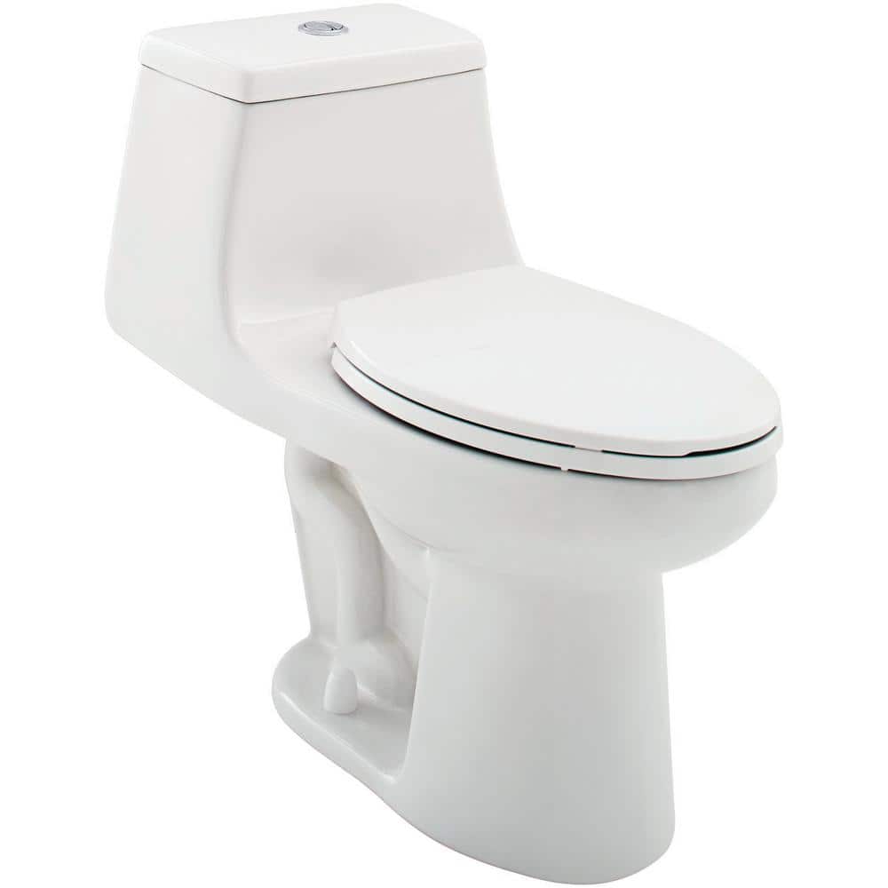 Glacier Bay 1-piece 1.1 GPF/1.6 GPF High Efficiency Dual Flush Elongated Toilet in White Slow-Close, Seat Included -  N2420
