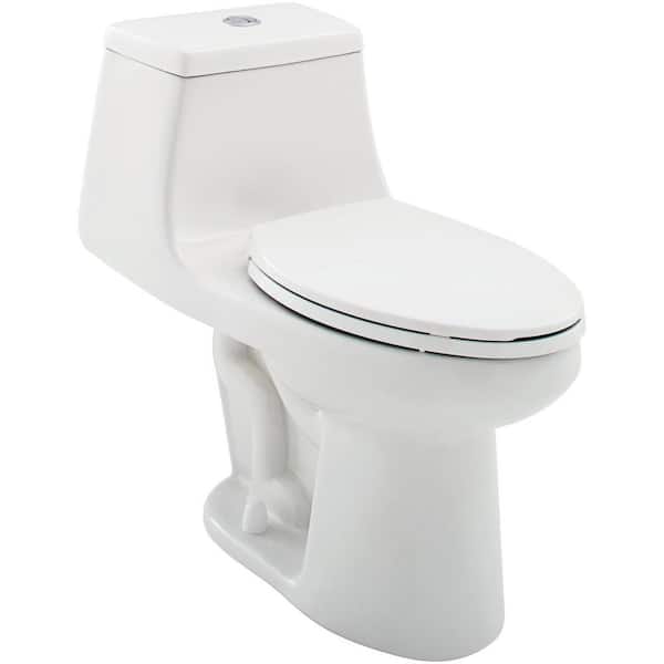 Glacier Bay 1-Piece 1.1 GPF/1.6 GPF High Efficiency Dual Flush Elongated All-in-One Toilet in White