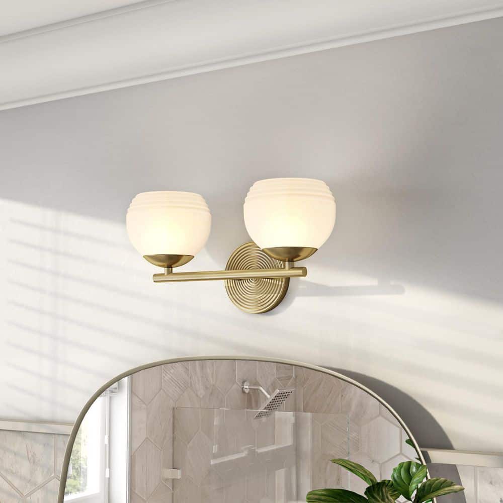 Moon Breeze Globe-Shaped Etched Opal Vanity Light in Brushed Gold