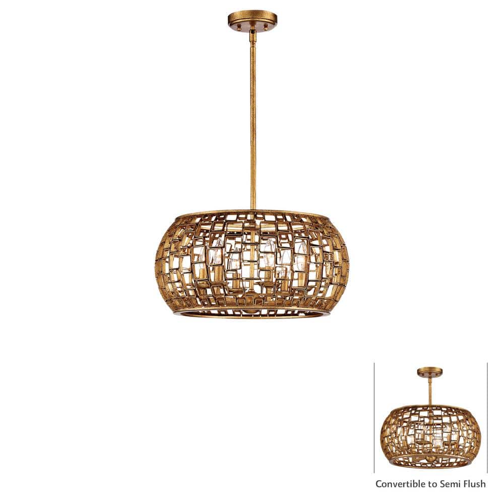 Abbondanza 20 in. 6-Light Halcyon Gold Semi Flush Mount price history on PriceWatchPro