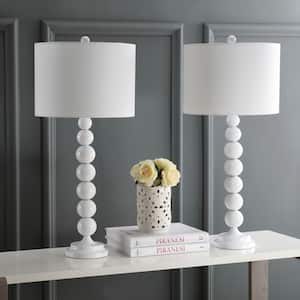 Jenna 31 in. White Stacked Ball Table Lamp with Off-White Shade (Set of 2)