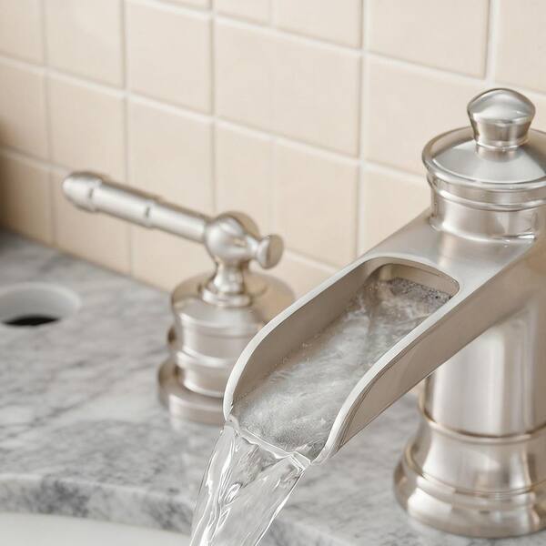 8 in. Widespread Double Handle Bathroom Faucet with Pop Up Drain in Brushed Nickel