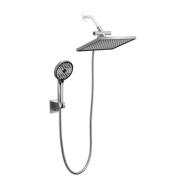 Rainfull 2-in-1 6-Spray Patterns with 1.8 GPM 12 in. Wall Mount Dual Shower Head and Handheld Shower Head in Chrome