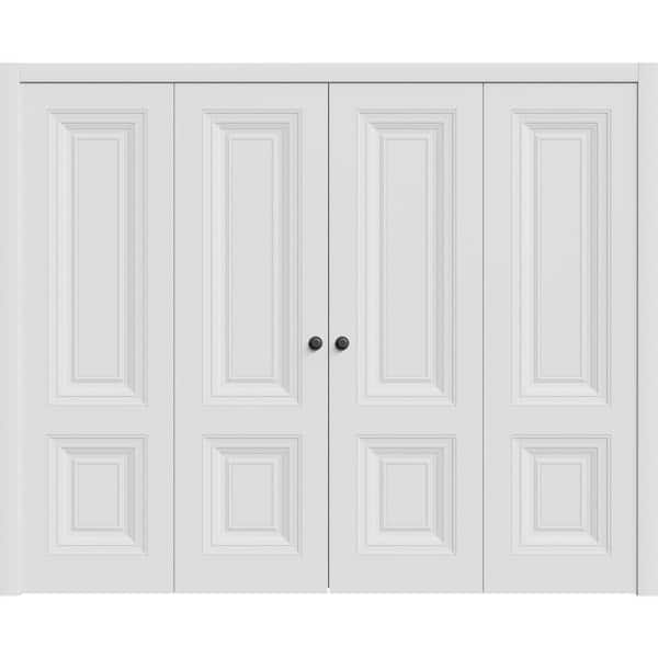 7772 96 in. x 80 in. Sold Core White Color Wood Bi-fold Door with Hardware