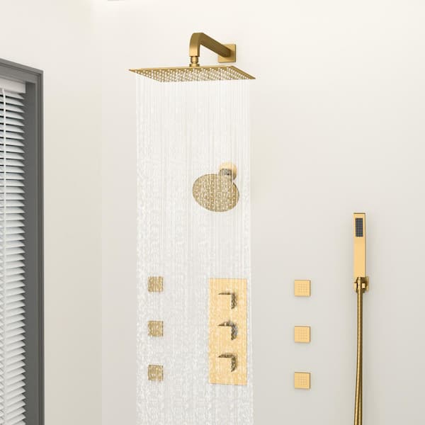 YAWWALK Thermostatic Triple Handles 8-Spray Dual Shower Head