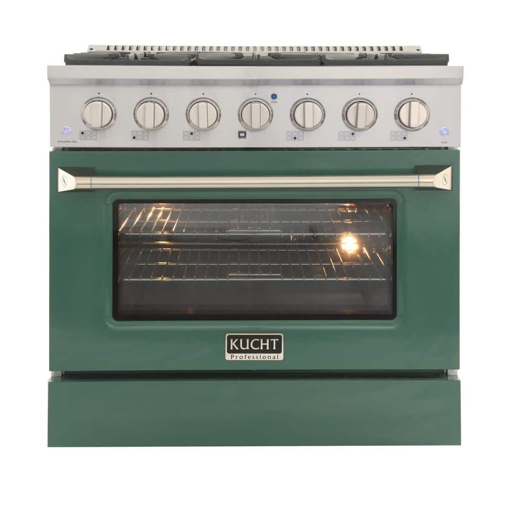 36-inch Green Stainless Steel Dual Fuel Range with Convection Oven