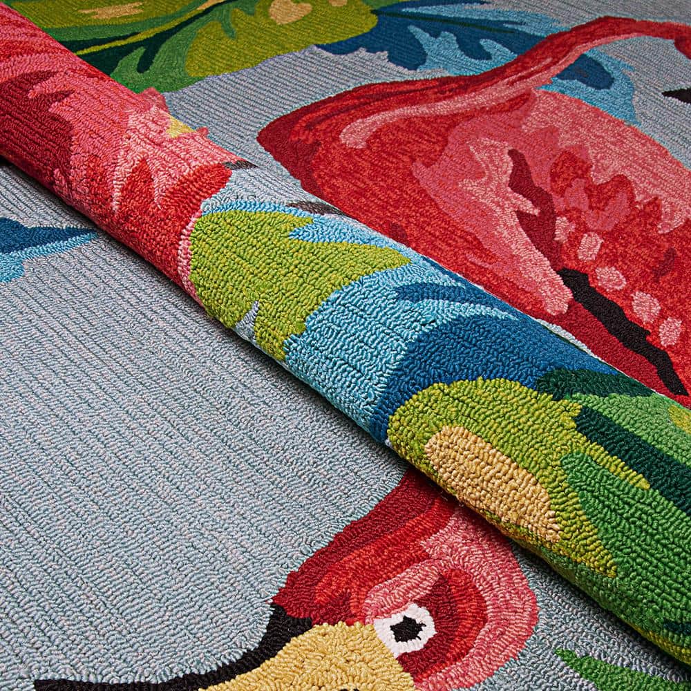 Covington Handmade Tropical Blue Rectangular Synthetic Area Rug, 3'6" x 5'6"