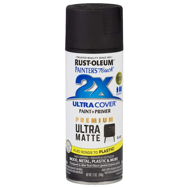 Black, Rust-Oleum American Accents 2X Ultra Cover Ultra Matte Spray Paint,  12 oz 